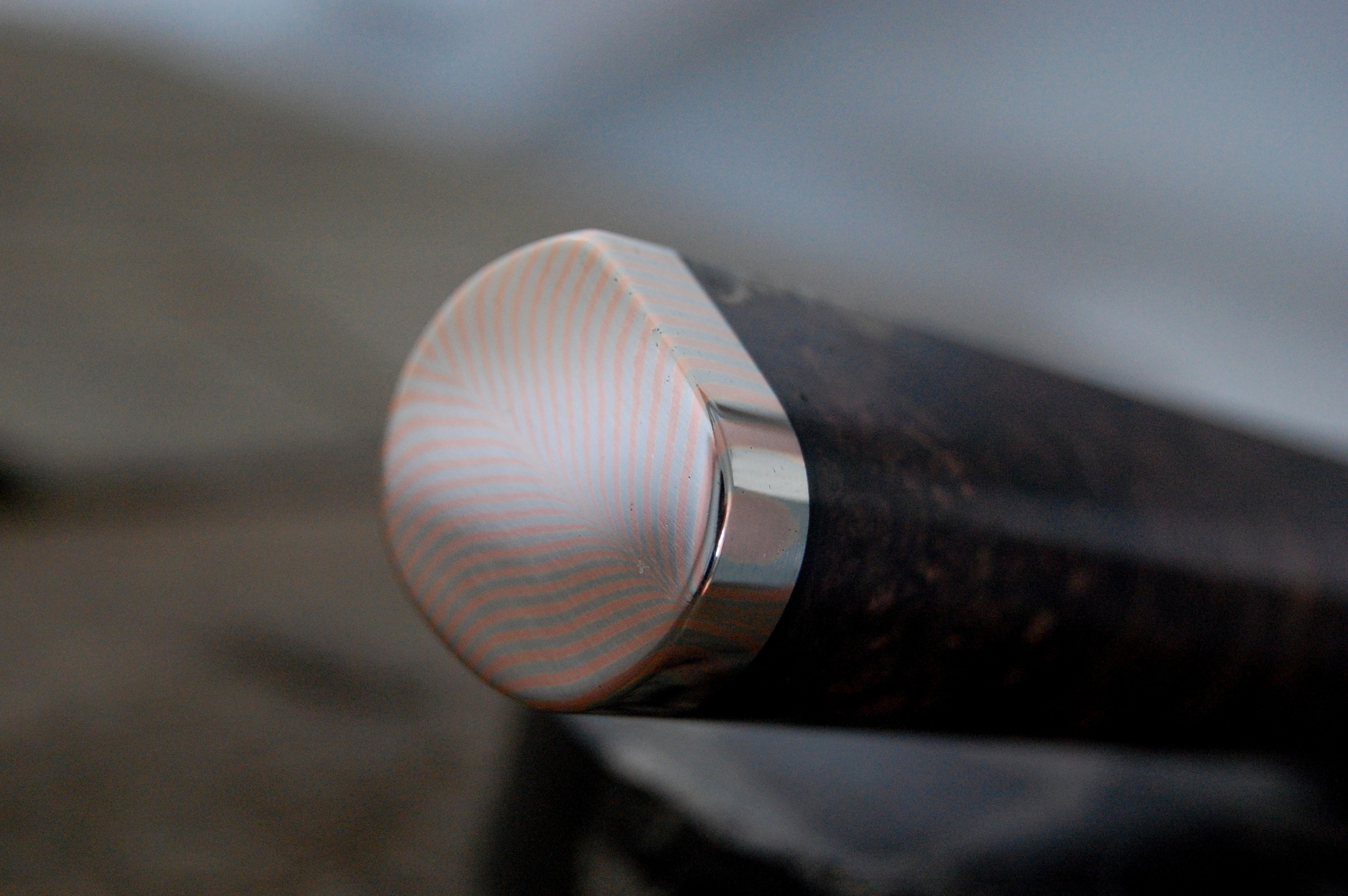 Feather mokume-gane polished.