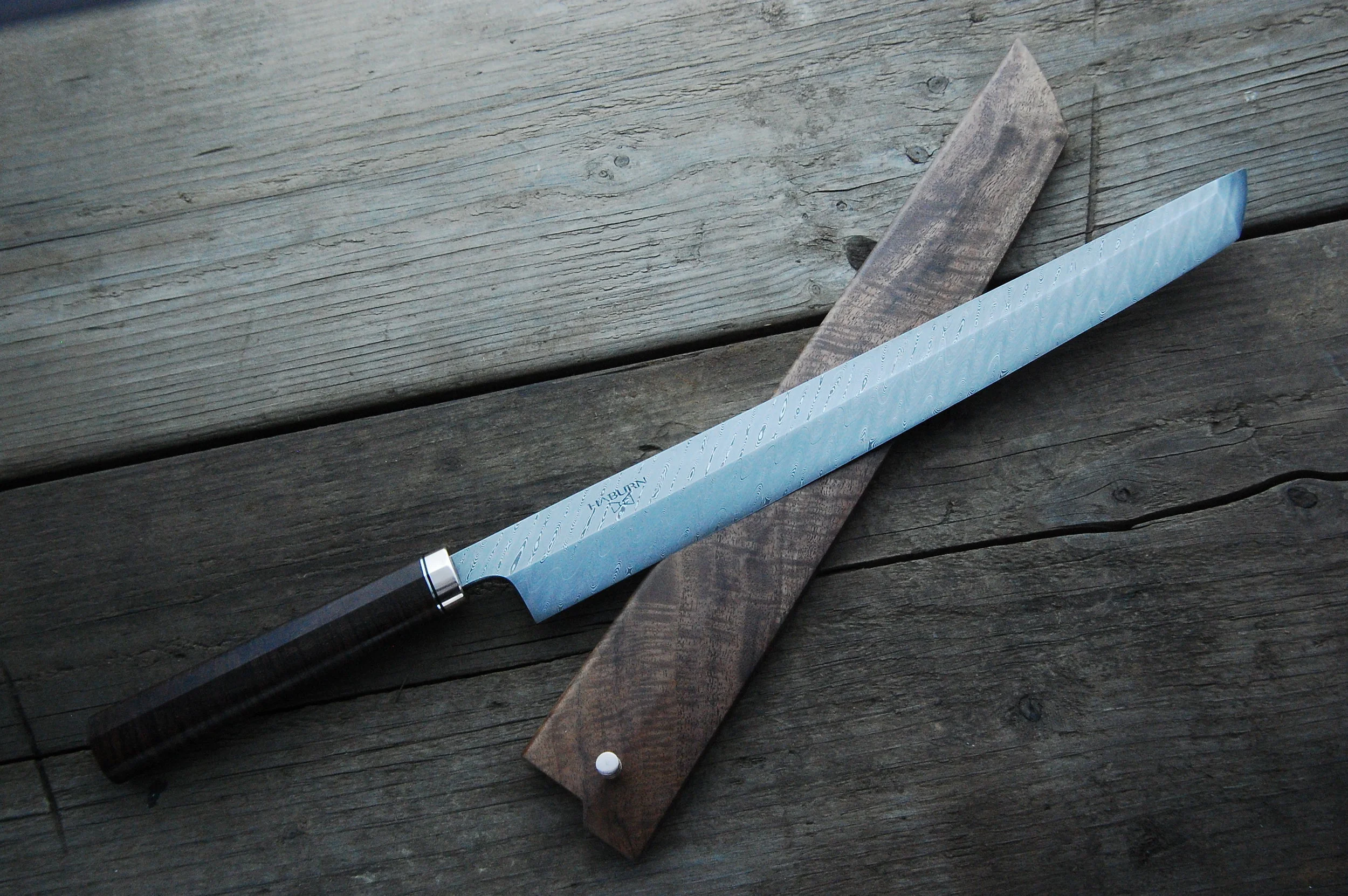 Custom 330mm Damascus Sakimaru & Saya