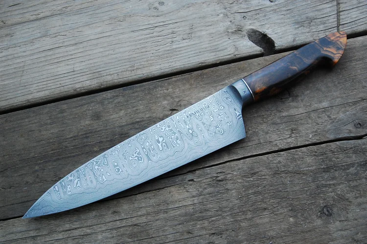 Custom Western Damascus Integral Haburn Knives Handmade Custom Kitchen Knives And Tools