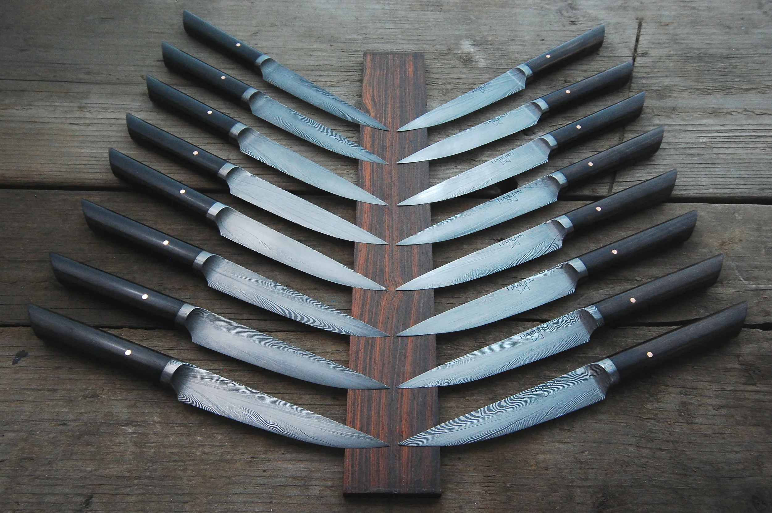 Custom Damascus Steak Knife Set
