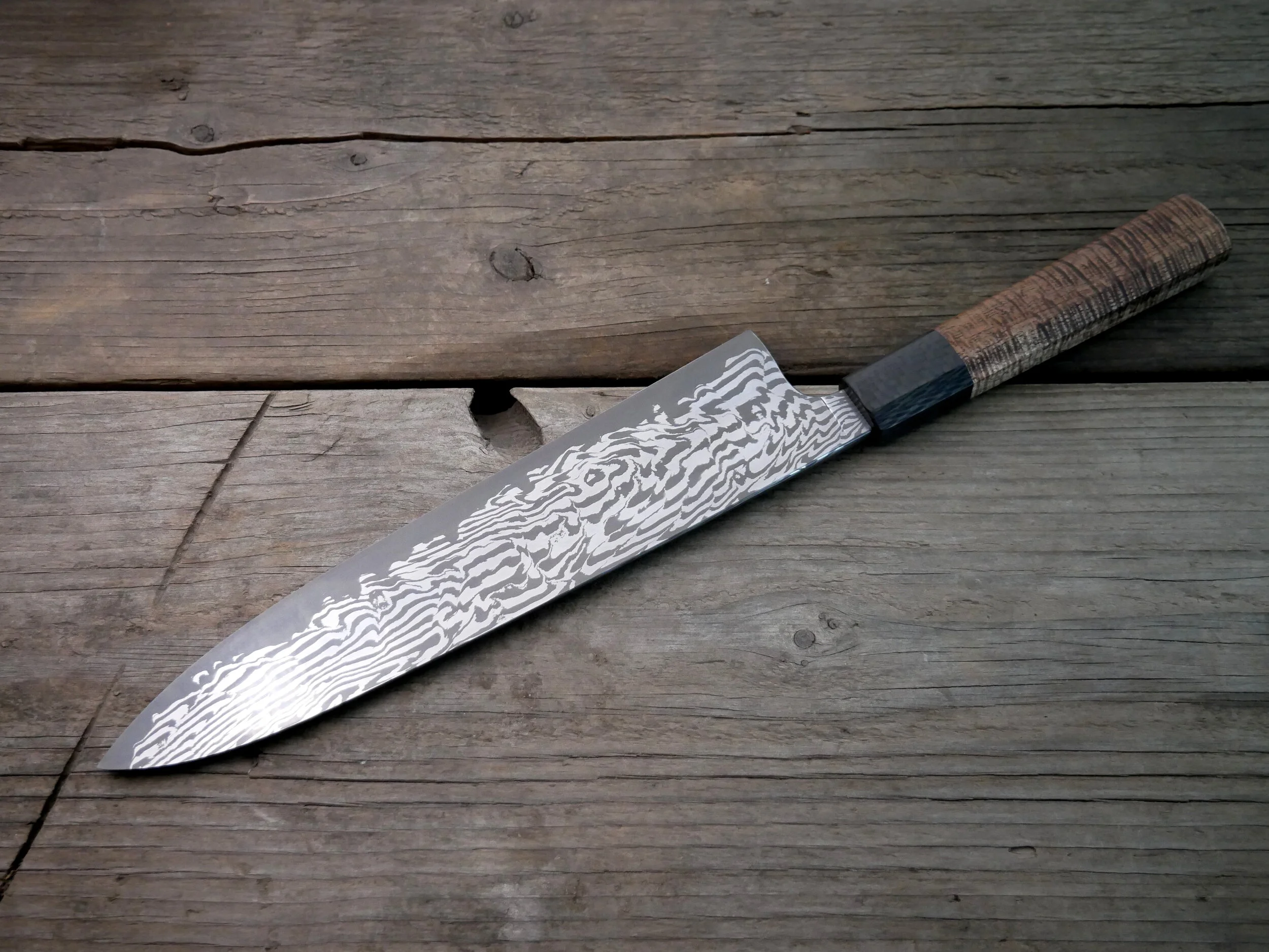 Gyuto Damascus San Mai — Haburn Knives Handmade Custom Kitchen