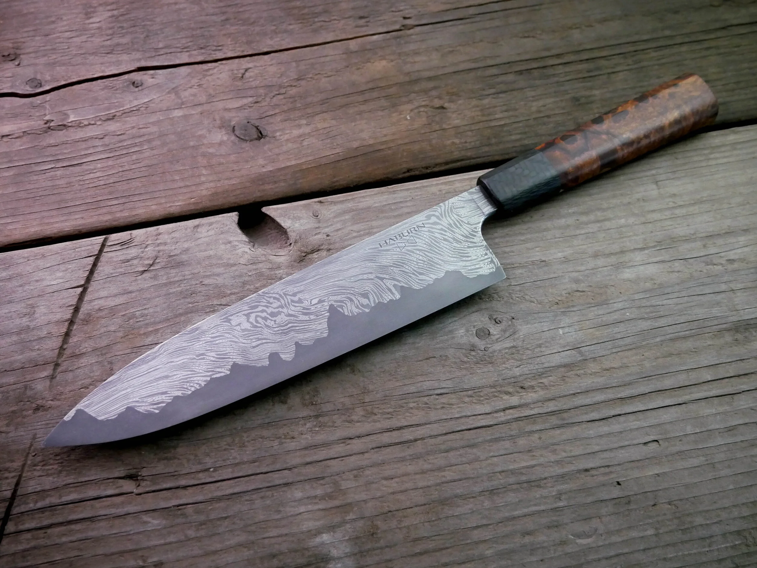 Gyuto Damascus San Mai — Haburn Knives Handmade Custom Kitchen