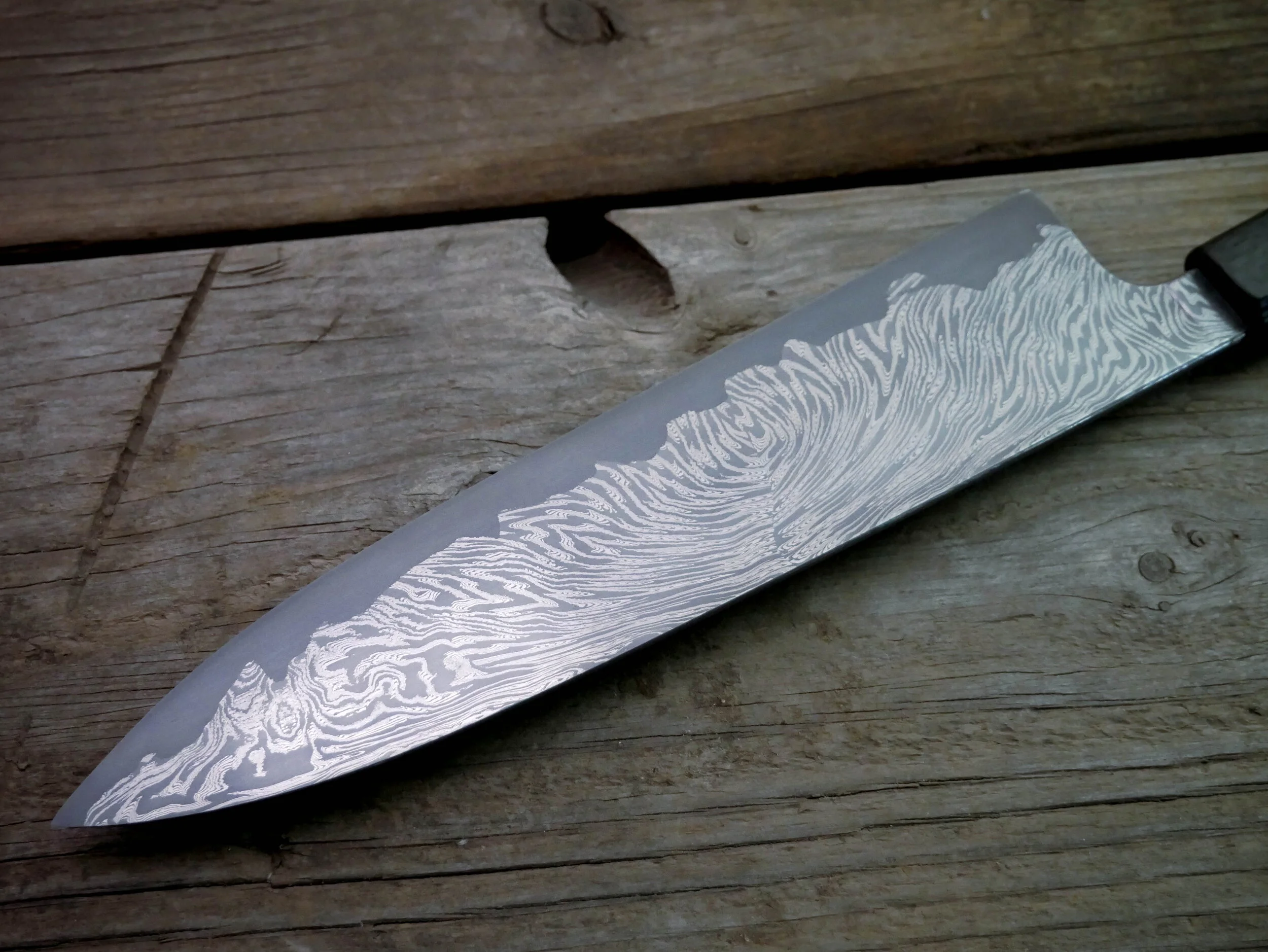 Gyuto Damascus San Mai — Haburn Knives Handmade Custom Kitchen