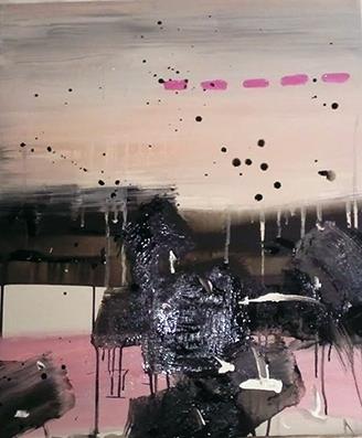 Pink Stitches . 2010. 45.5 x 53.0 cm. Acrylic on canvas.
