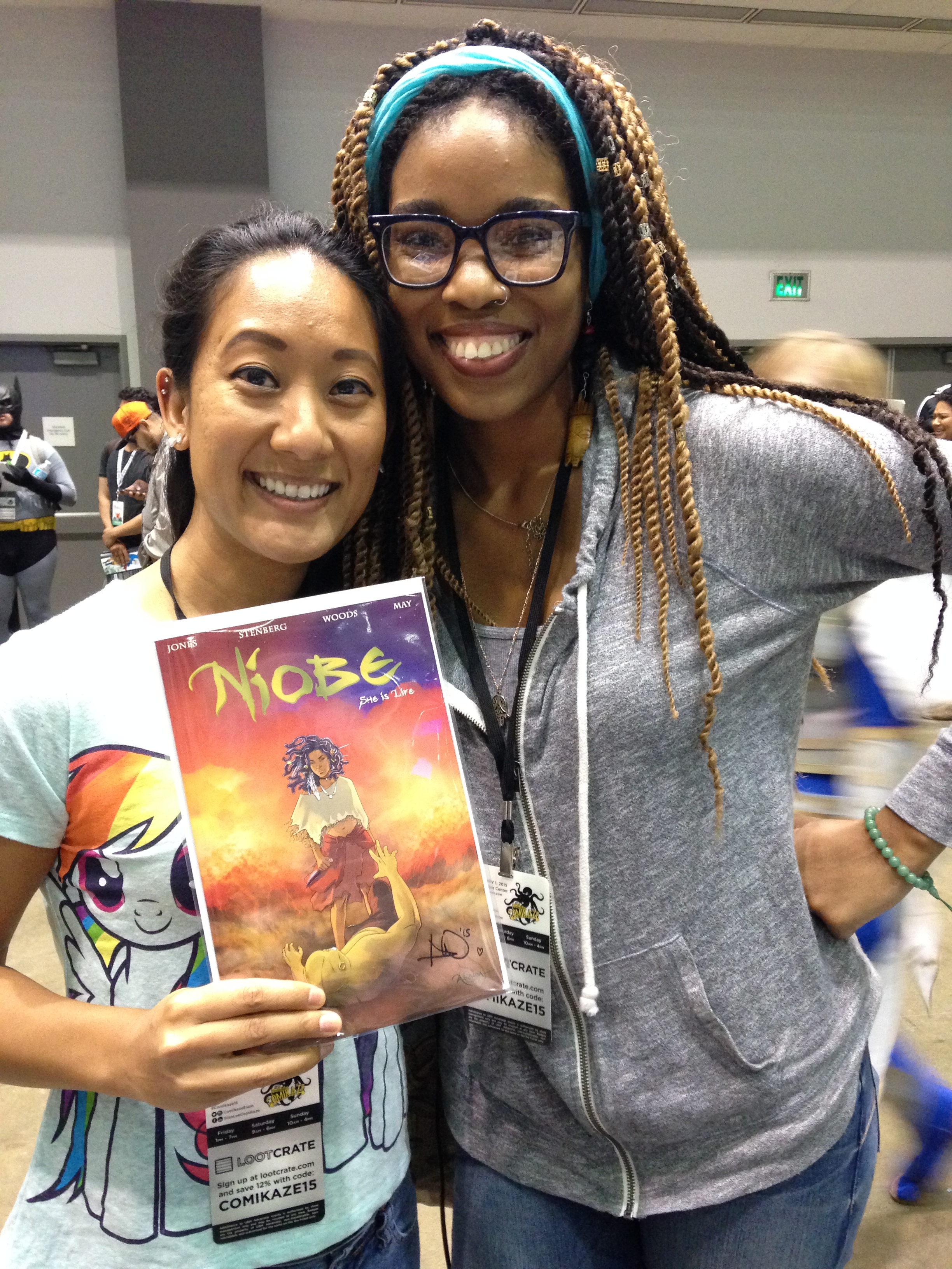 Ashley A. Woods, illustrator for niobe. she is super kind, and enthusiastic. I think she teared up hearing me speak on my love of art and children ^__^ thank you for representing and making an amazing story~ 