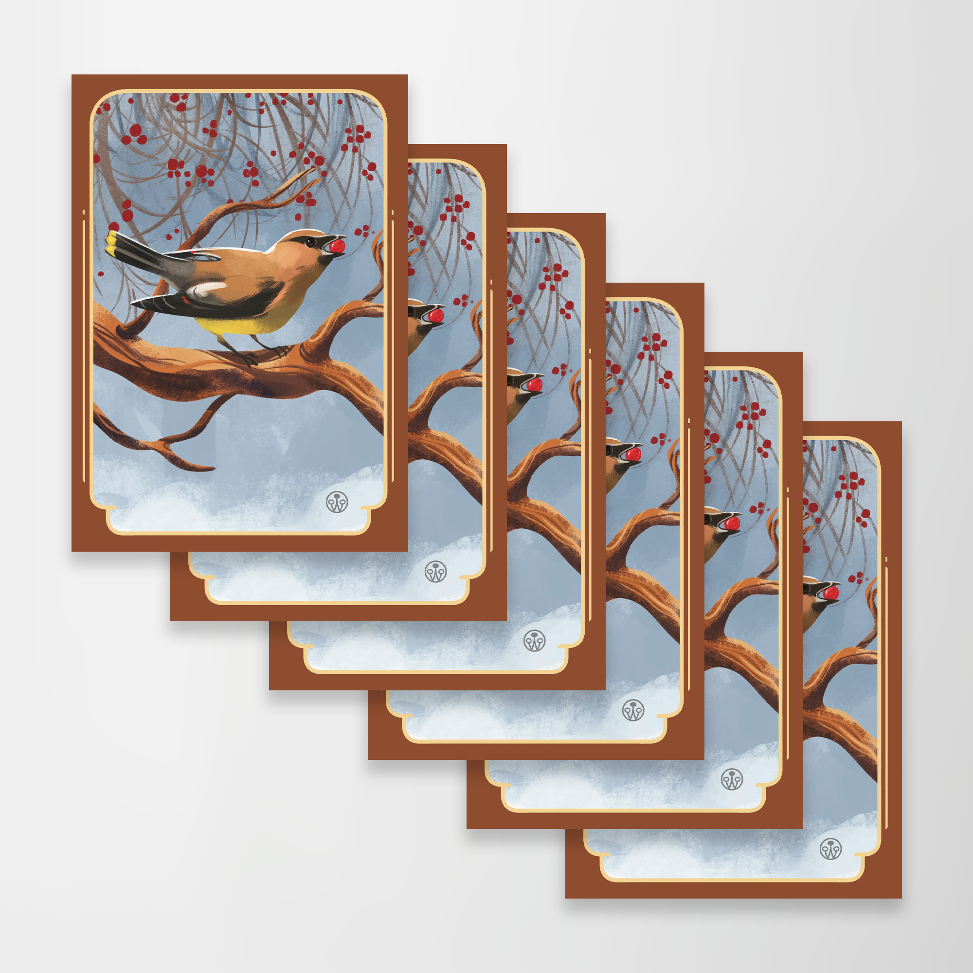 Waxwing Greeting Card Blank Inside