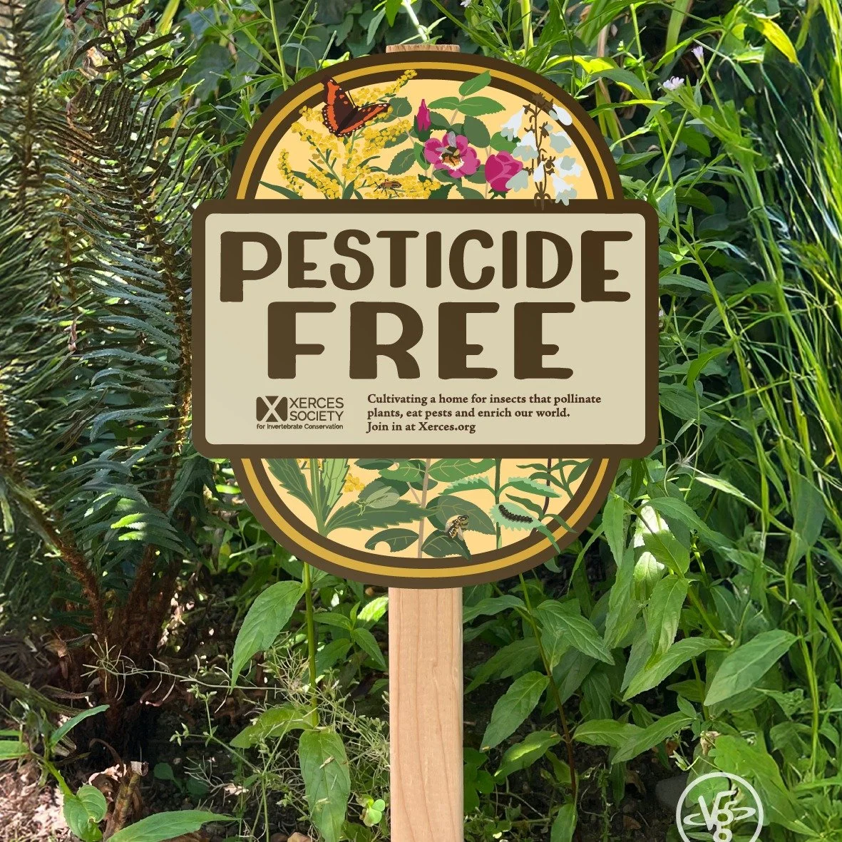 We worked with The Xerces Society for Invertebrate Conservation to create this sign so that it accurately depicts just a sample of the many creatures who take advantage of wild and pesticide-free zones. A portion of your purchase goes to supporting T