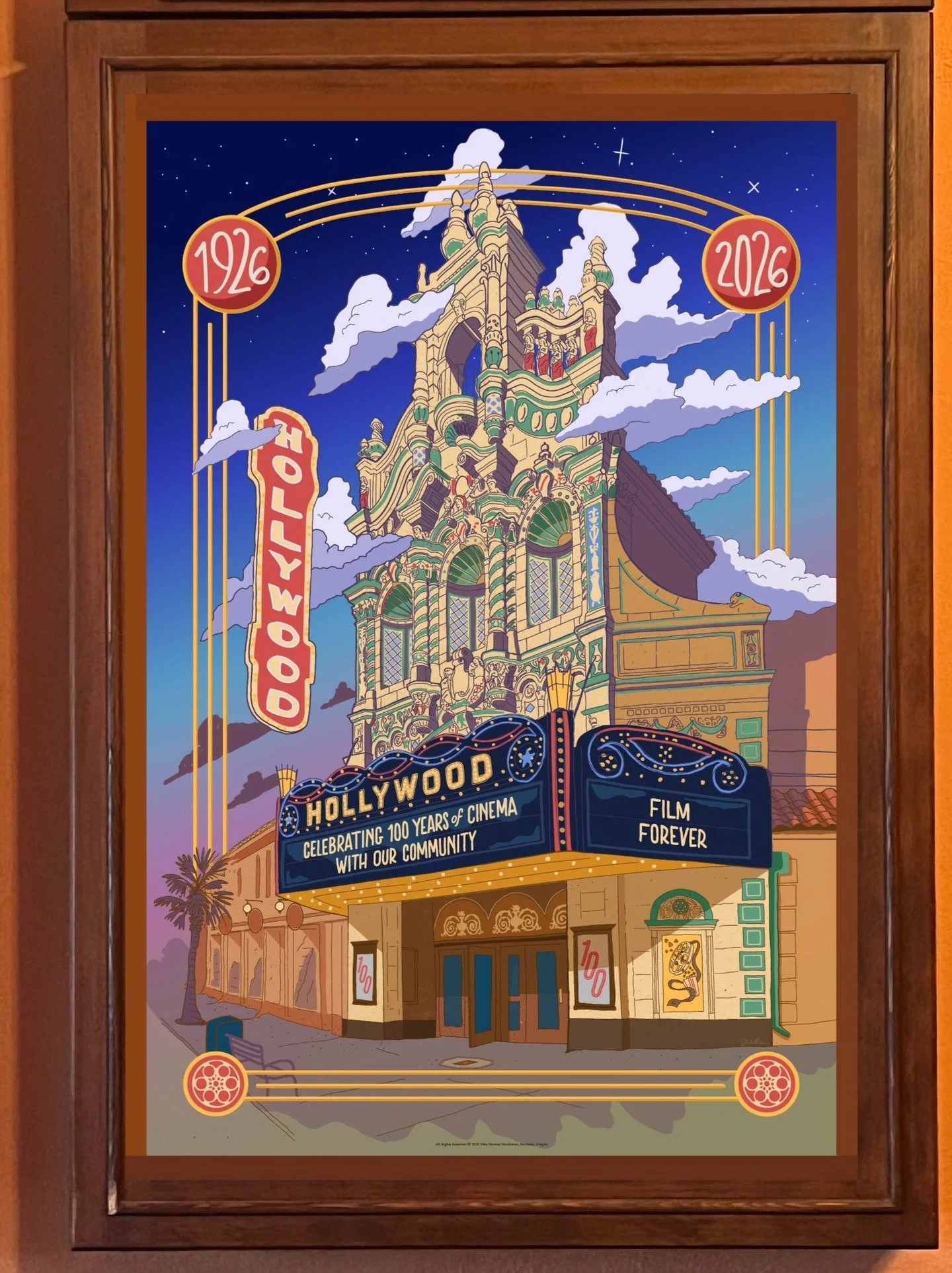 It's like a dream castle! And what an honor to make a poster celebrating this landmark theater. Talking about an icon of film, the namesake of the neighborhood, the legendary, the beautiful (I could go on) Hollywood Theater @hollywoodtheatr in Portla