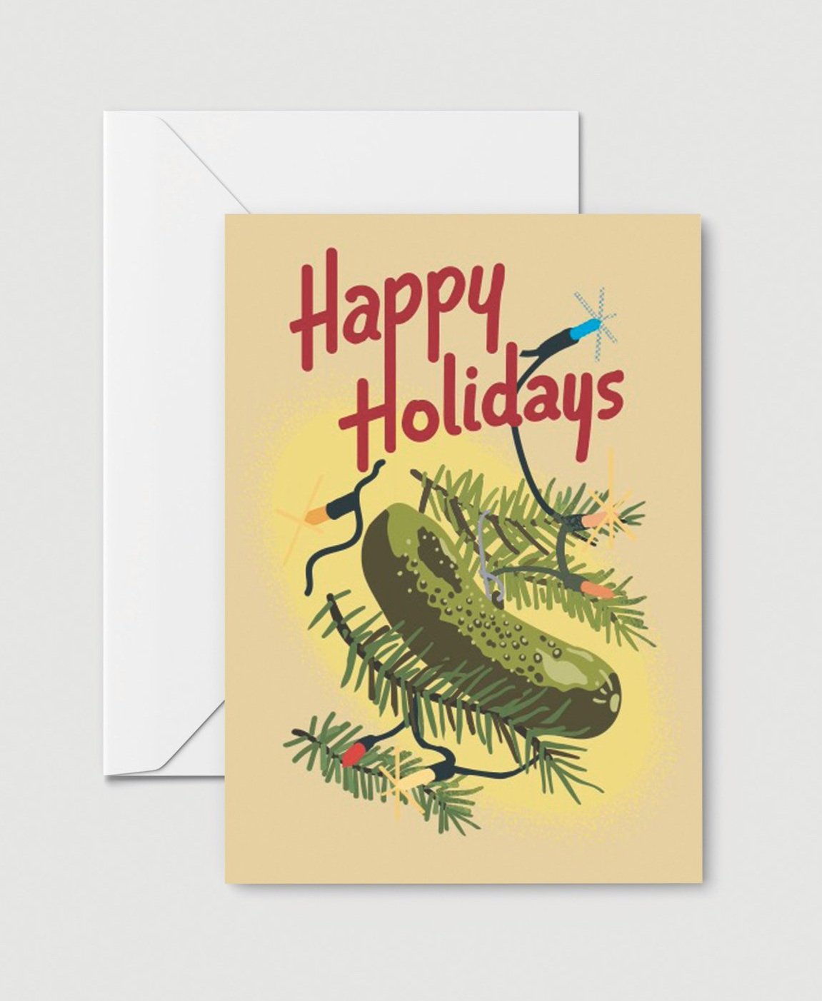 Pickle Christmas Holiday Greeting Card Blank Inside