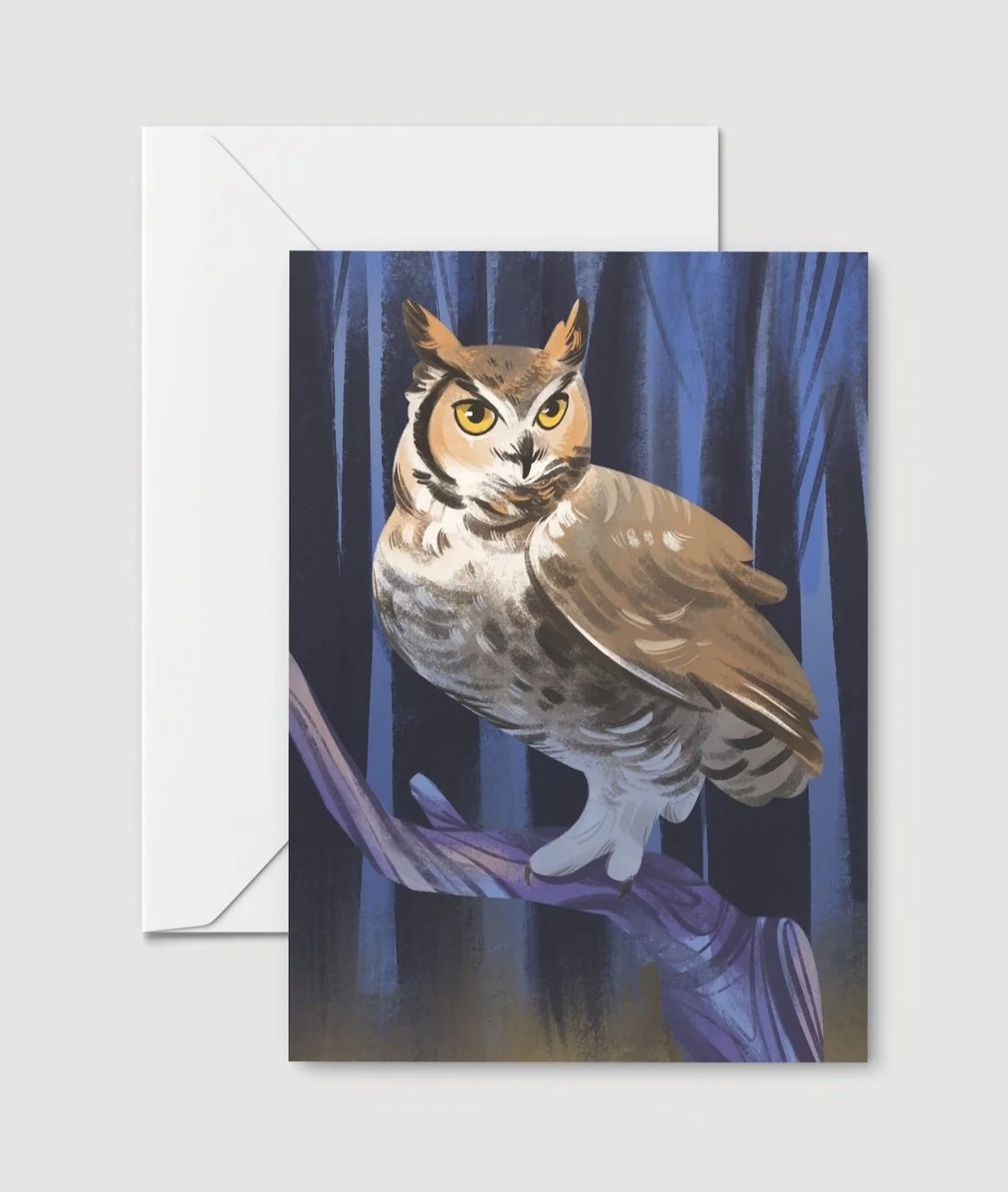 Great Horned Owl Greeting Greeting Card Blank Inside