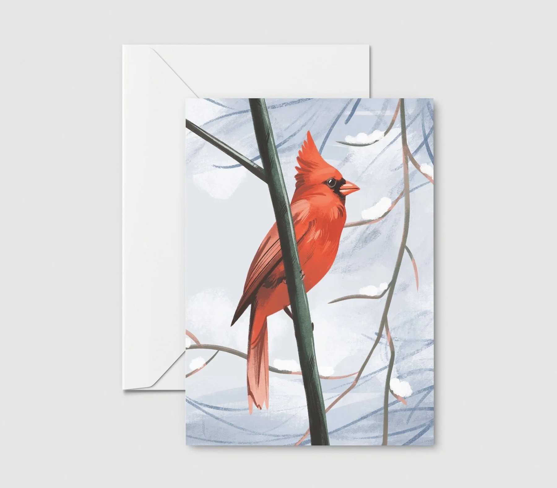 Red Cardinal in Winter Greeting Card Blank Inside