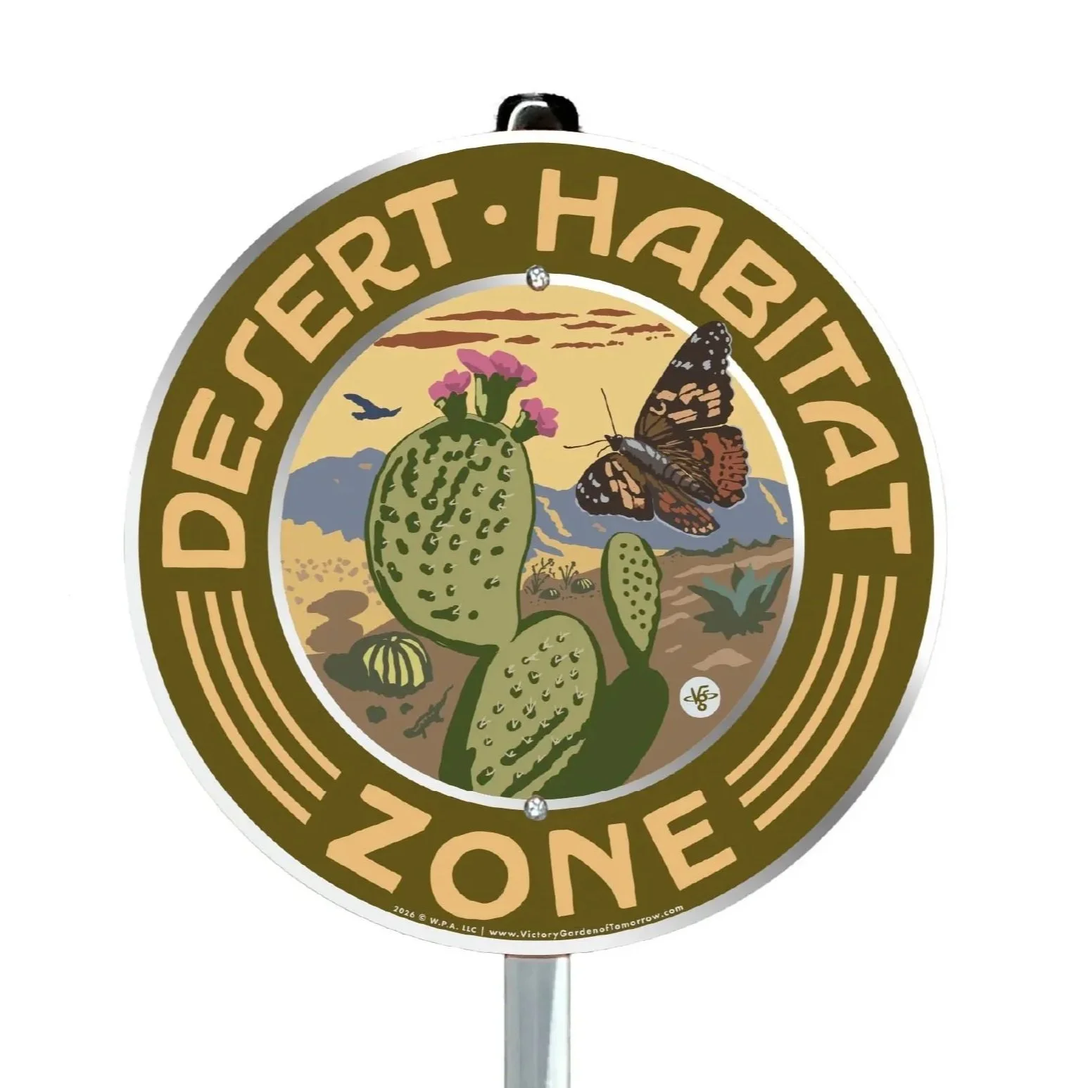 Desert Habitat Zone, Butterfly and Cactus - Yard and Garden Sign
