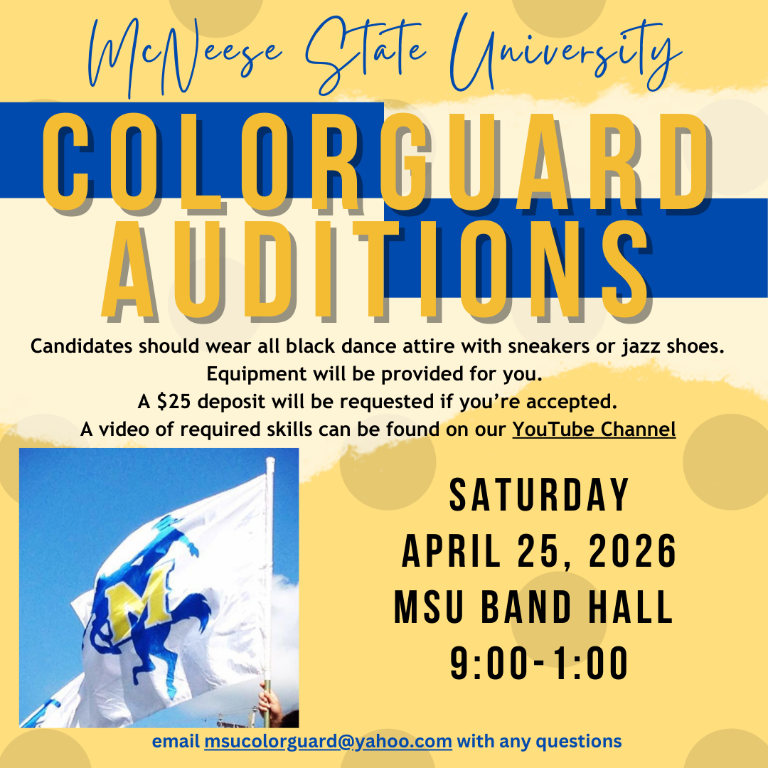 Color guard audition - Saturday April 25, 2026 9am-1pm