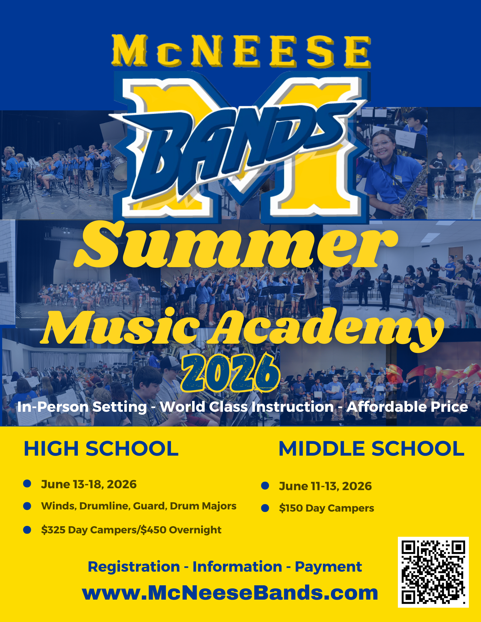 Summer Music Academy 2026 - June 13-18 High School, June 11-13 Middle School