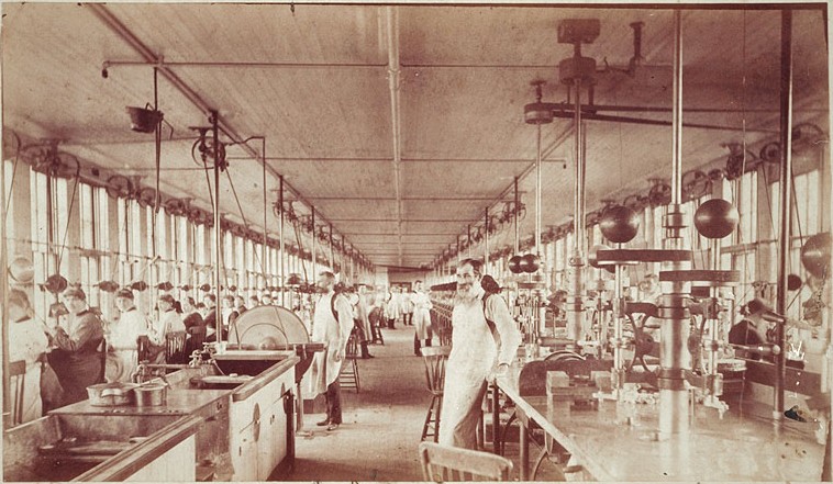 American Watch Co factory interior 1890. Image from NAWCC Chapter 149.