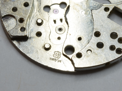 The stamp on the movement plate for the AS 1187/94.