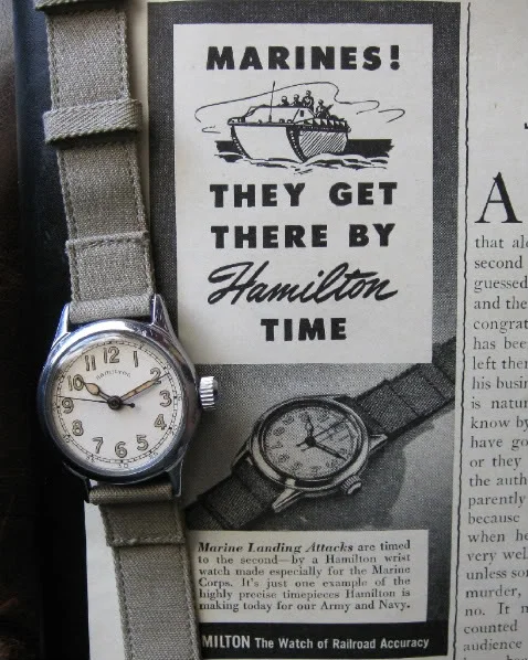 Vintage Hamilton advertisement. Watches were vital in WWII.