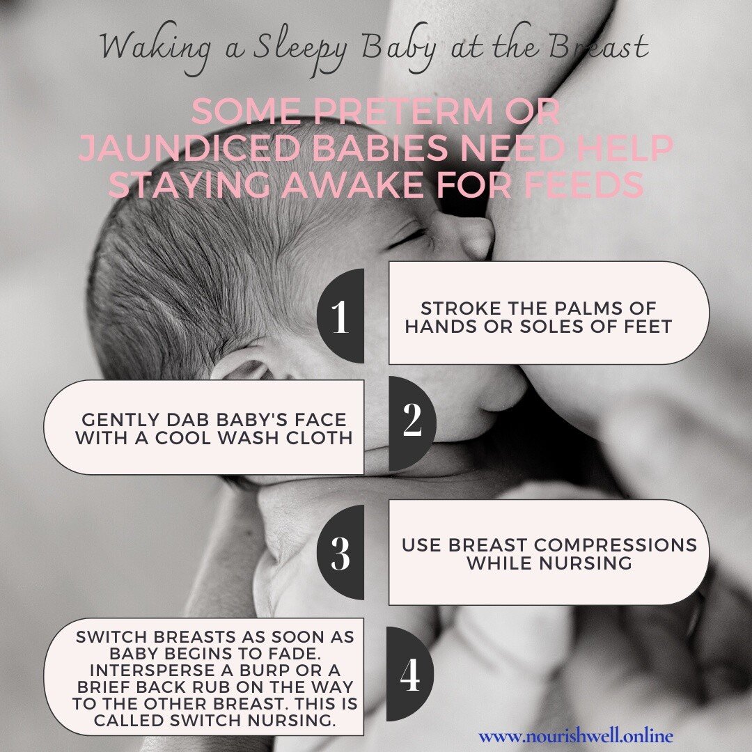 Babies with jaundice or babies that are preterm are often very sleepy babies. They can be difficult to wake and can fall asleep after a few minutes of nursing. It is often the root cause of low wt gain. When we can keep the baby alert at feeds, weigh