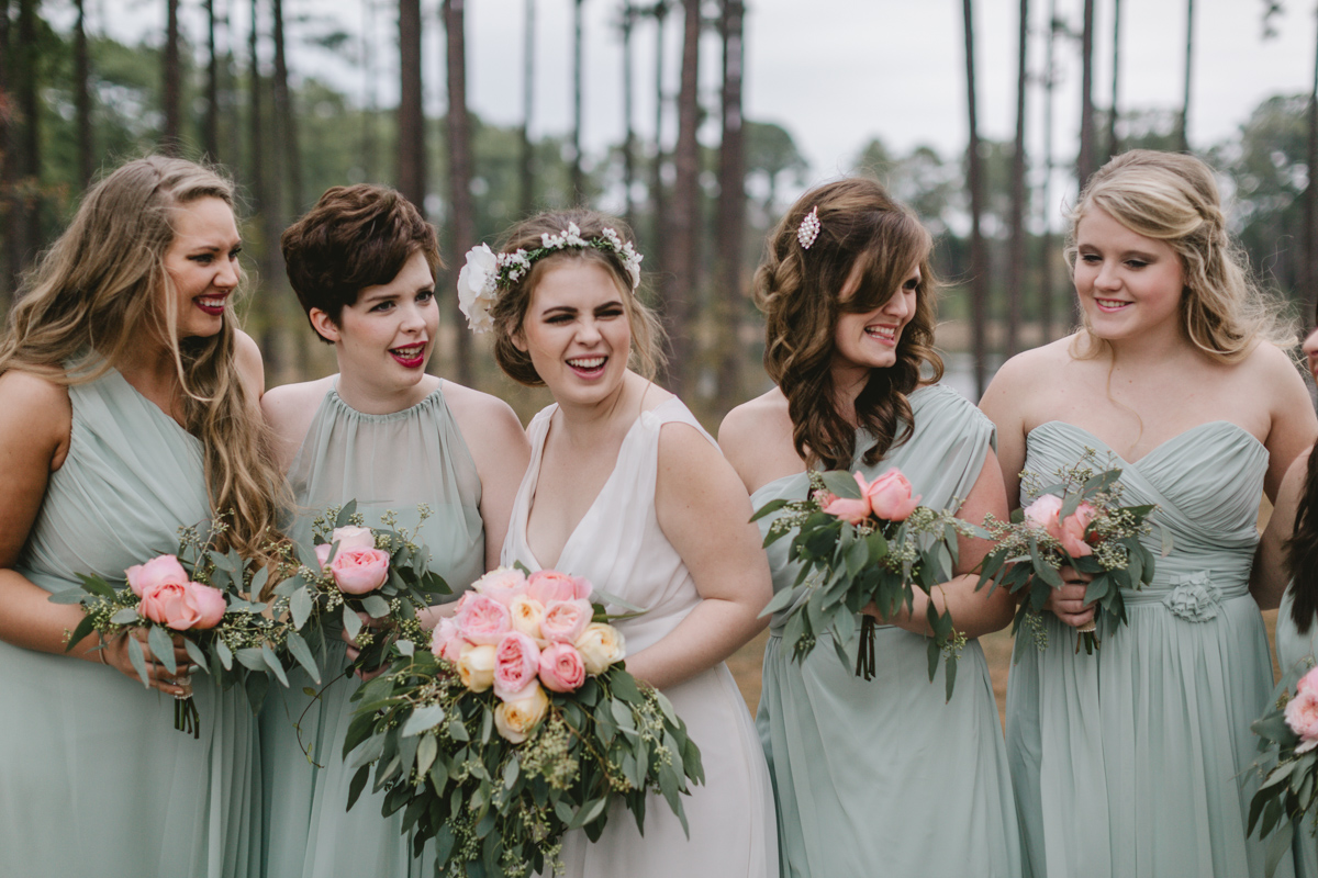 Southern wedding at Quail's Landing in Ashburn, Georgia photographed by Jess Hunter // Savannah, GA wedding photographer // Jacknsonville, FL wedding photographer, South Georgia wedding photography, North Florida wedding photography, Southern wedding traditions, wedding in the woods, bridal party portraits in the woods, southern bridal party, flowy bridesmaids dresses