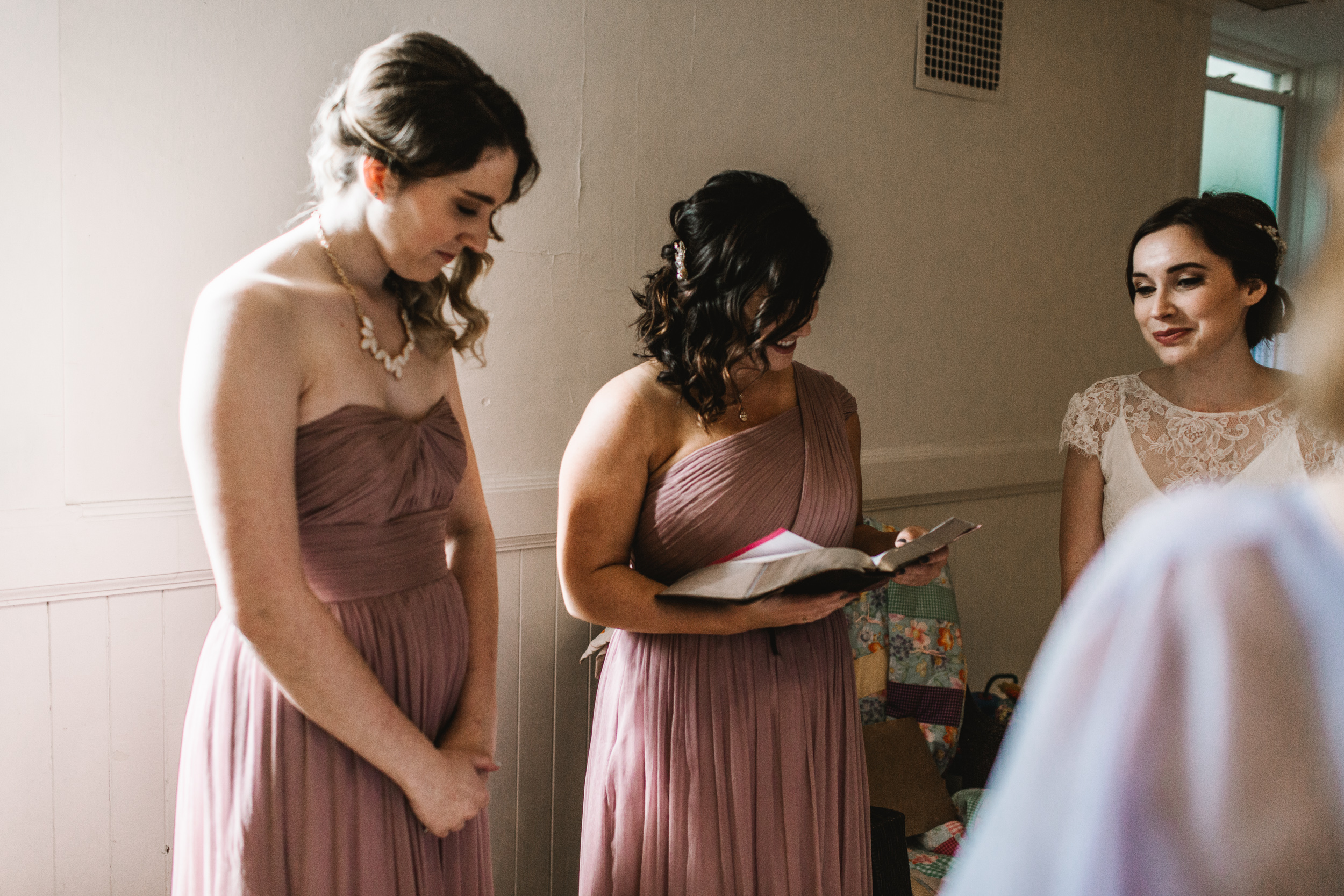 Intimate Portland Oregon wedding photographed by Jess Hunter, stylish air bnb in Portland for bride getting ready, Door of Hope wedding in Portland, Sarah Seven wedding dress, Anthropologie wedding, emotional wedding day moments