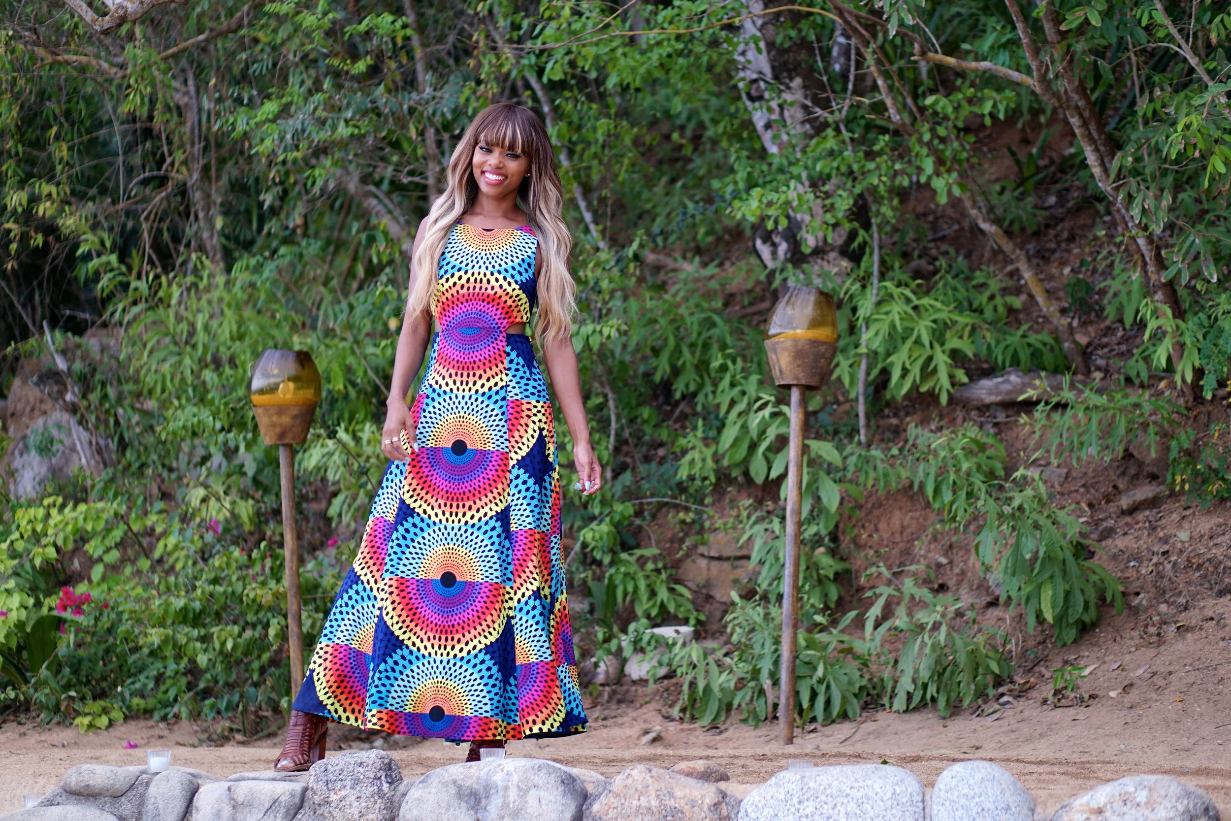 Fell in love with this Mara Hoffman Dress - Perfect for the wedding ceremony that was held on a private beach on the edge a mountainside. 