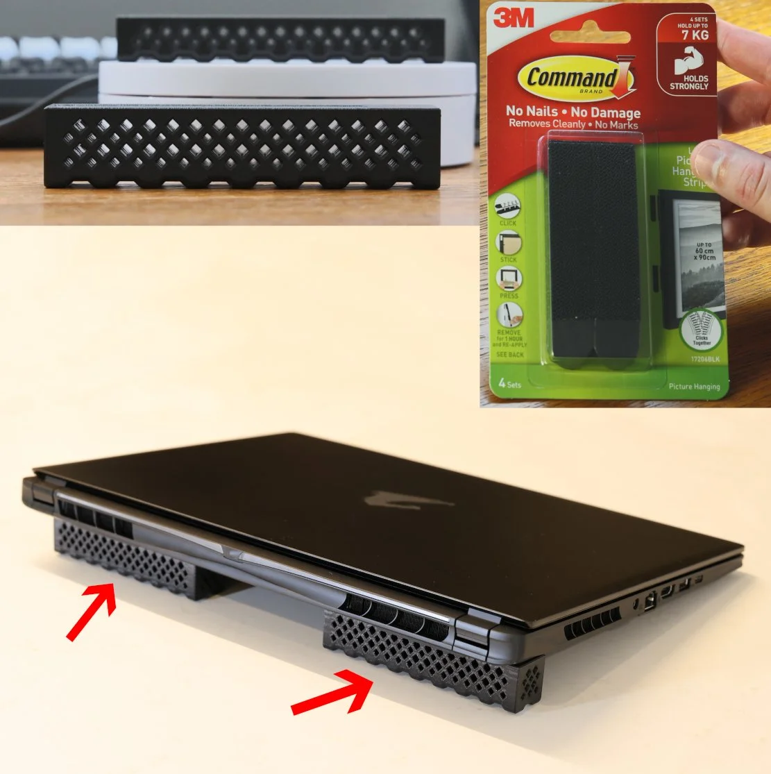Vented Laptop Feet - compatible with 3M Command Strips