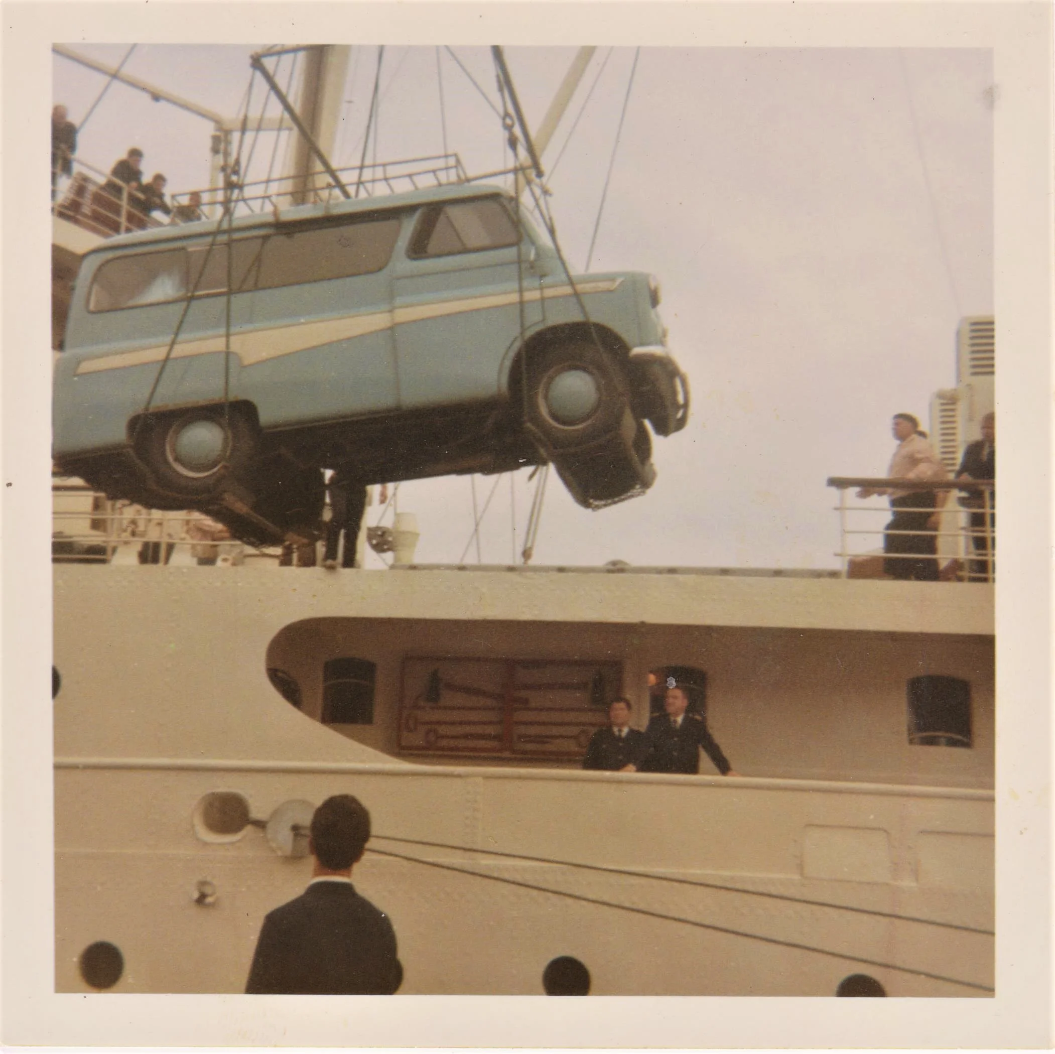 The Bedford being loaded onto the ship at Tilbury