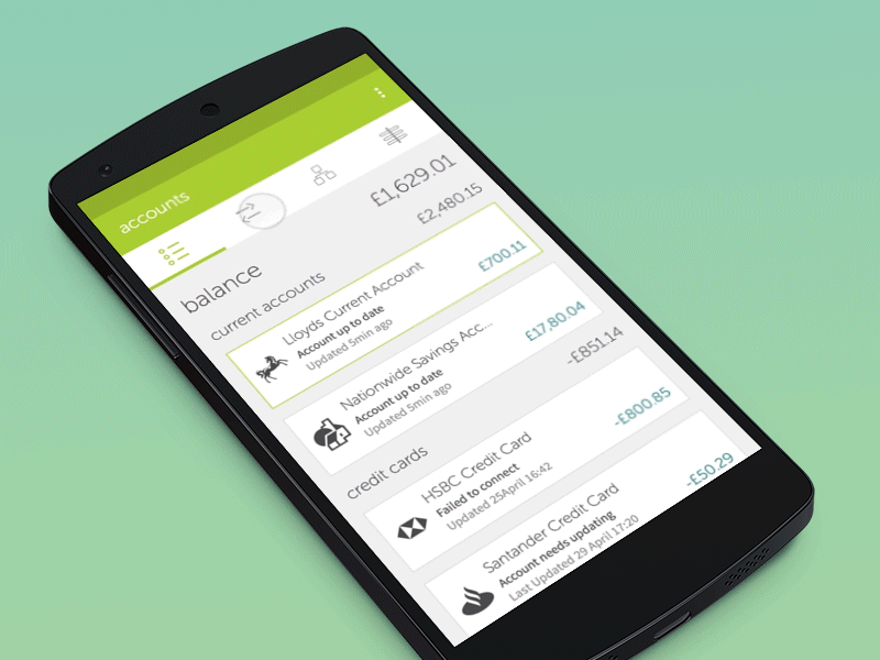 Android Platform - Accounts balance and spending Overview 