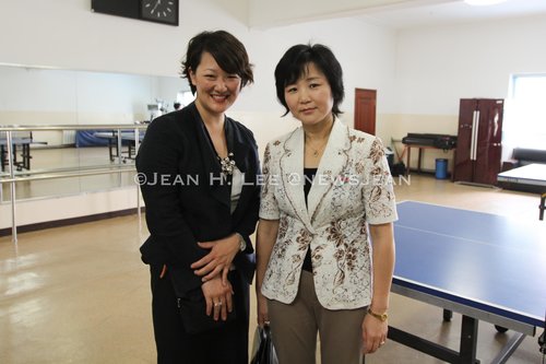 PYONGYANG, North Korea -- Jean H. Lee (left) with former North Korean table tennis Li Pun Hui (right) in Pyongyang, North Korea, on June 13, 2012. (Photo courtesy Jean H. Lee. All Rights Reserved.)