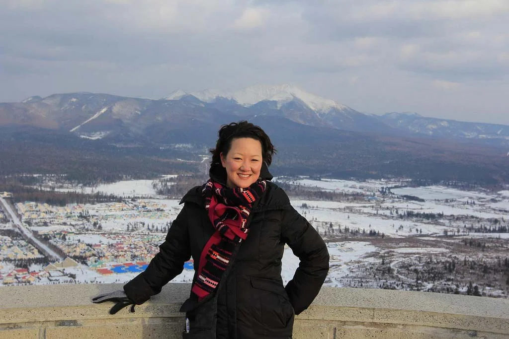At Mount Paektu in Samjiyon, North Korea.