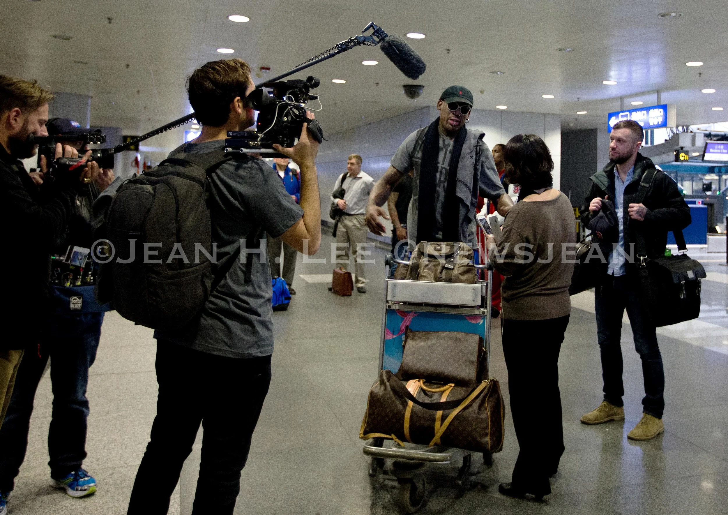 Interviewing Dennis Rodman before breaking the story about his first trip to North Korea. Photo credit: Andy Wong.