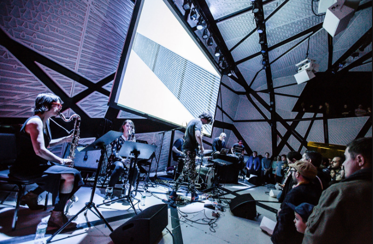  Disrupt Series with Sufjan Stevens,&nbsp;Jan St. Werner (Mouse on Mars), Kid Millions, Benjamin Lanz (The National, Beirut), and Christa VanAlstine at National Sawdust in Brooklyn. PSquared Photography 