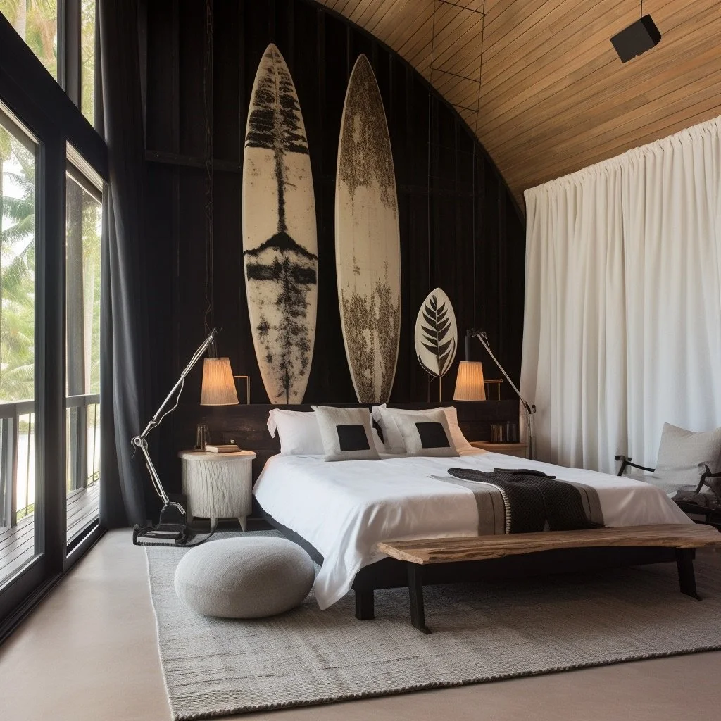 baptiste_cap_ferret_villa_black_wood_walls_bedroom_surf_board_b_22622ec5-7c3e-4c6a-96af-a067f440a9d9.jpeg