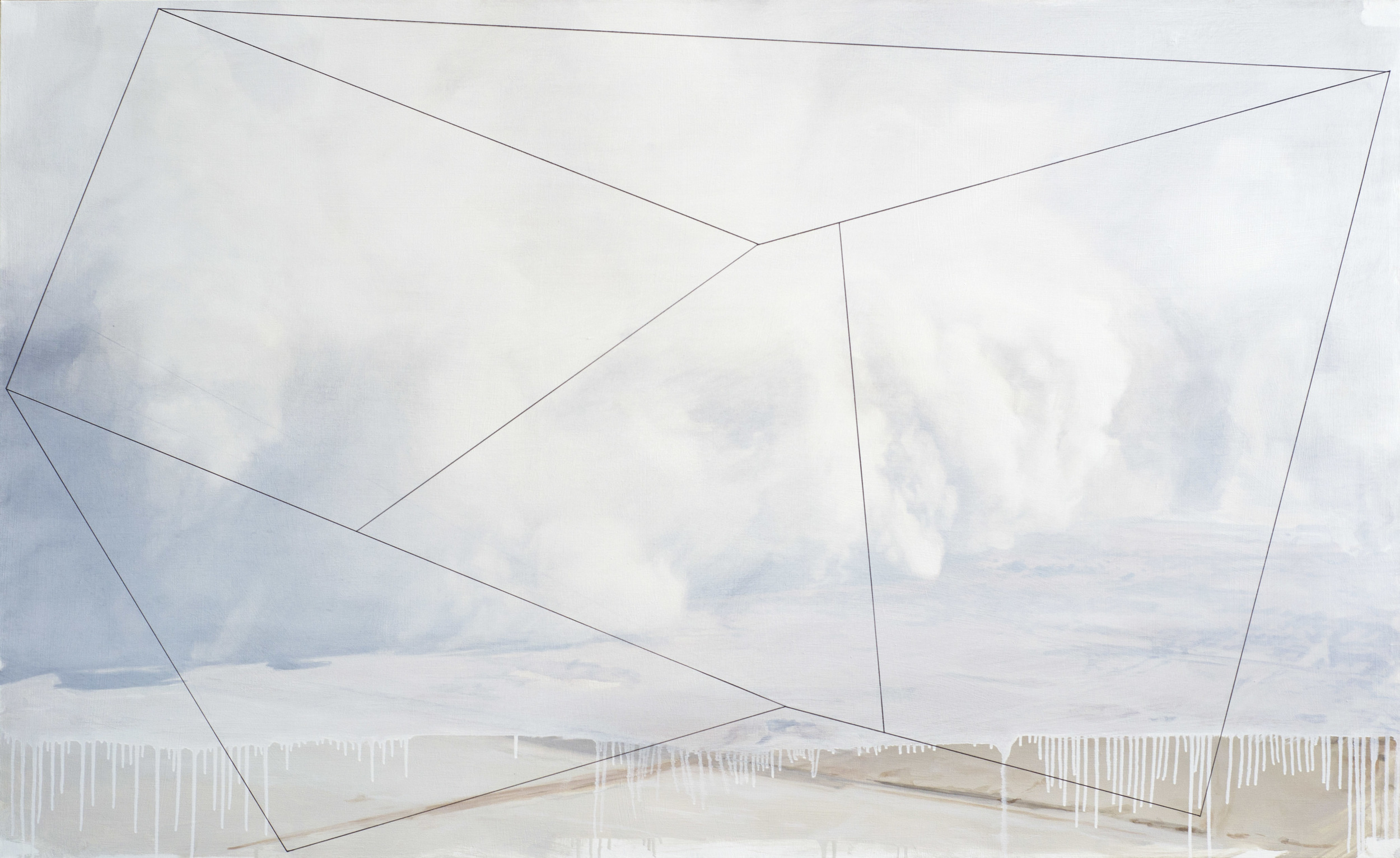 Whiteout (Wall of Dust), Oil and India ink on linen, 65x40", 2013