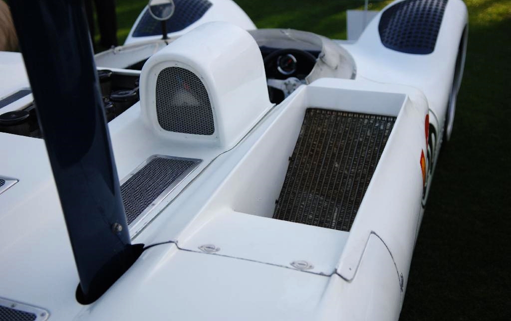 The relocated and ducted radiators which allowed room for the Venturi tunnel front aero.