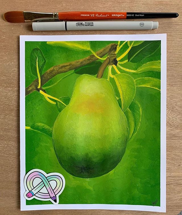 Repost from @ivy.tanner_art
・・・
&bull;Pear&bull;
This month&rsquo;s @artsnacks box was awesome! The acrylic paint they send was SO velvety, creamy, and wouldn&rsquo;t dry out quickly. The paintbrush was lovely. Even though I didn&rsquo;t use it on th