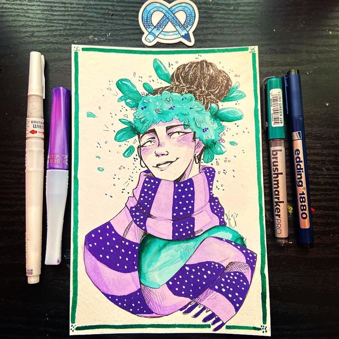 inks, Pentel Water Brush BROAD use with watersoluble pencils