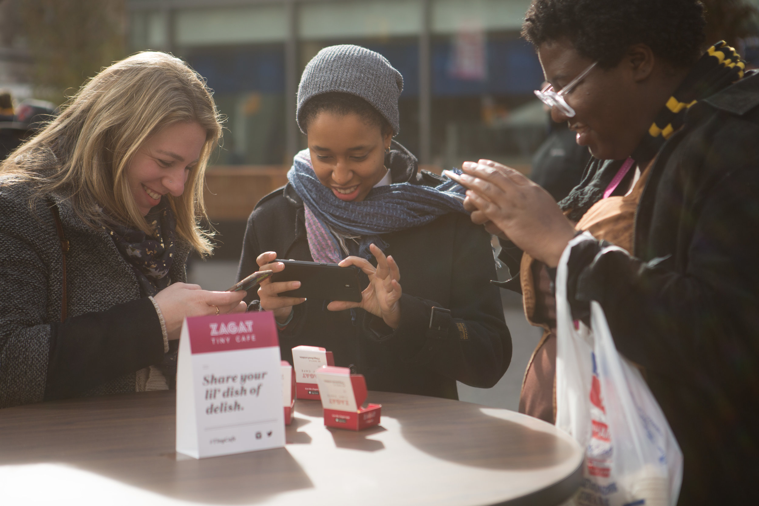 We provided tables for people to enjoy and photograph their tiny food. Table tents, tiny food packaging and posters encouraged them to "Share your lil' dish of delish" on social with the #TinyCafe hashtag.