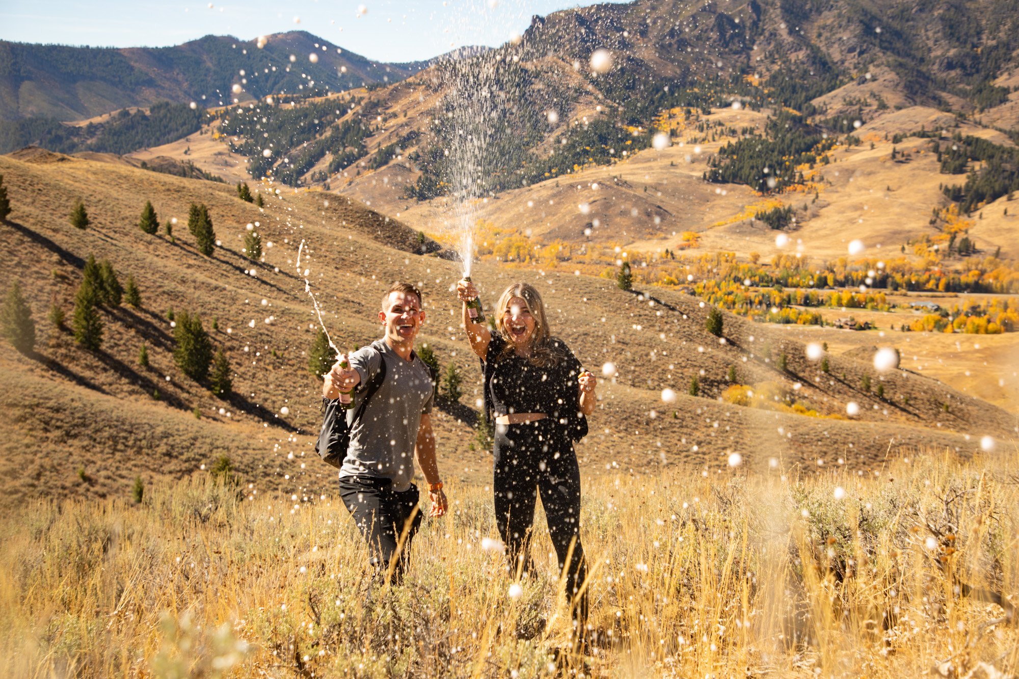 Gabe and Athena’s mountaintop proposal in Ketchum, Idaho