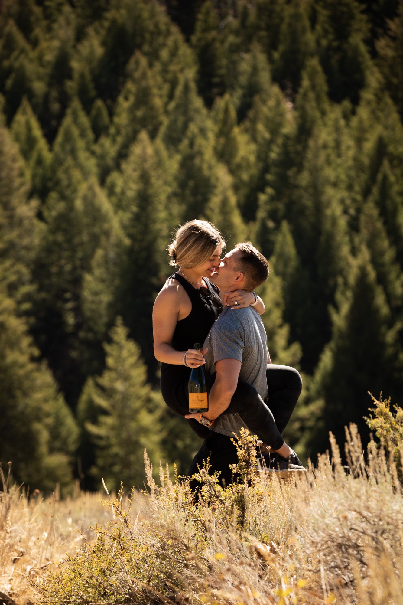 Gabe and Athena’s mountaintop proposal in Ketchum, Idaho