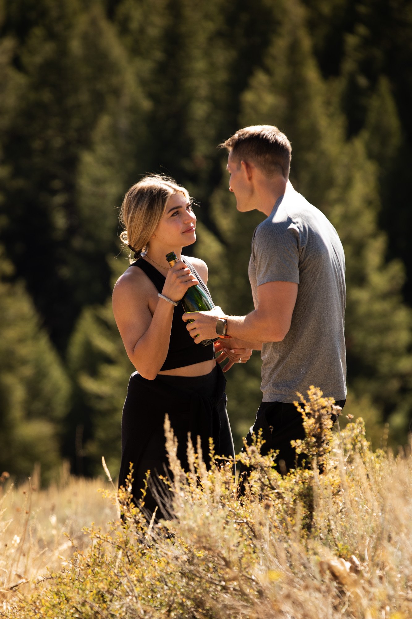 Gabe and Athena’s mountaintop proposal in Ketchum, Idaho