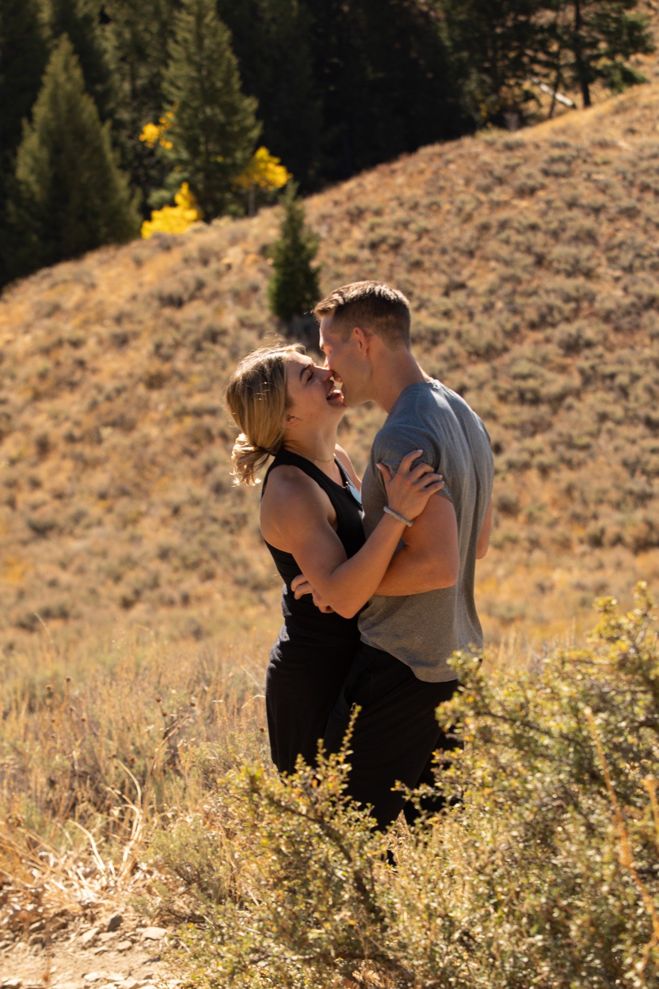 Gabe and Athena’s mountaintop proposal in Ketchum, Idaho