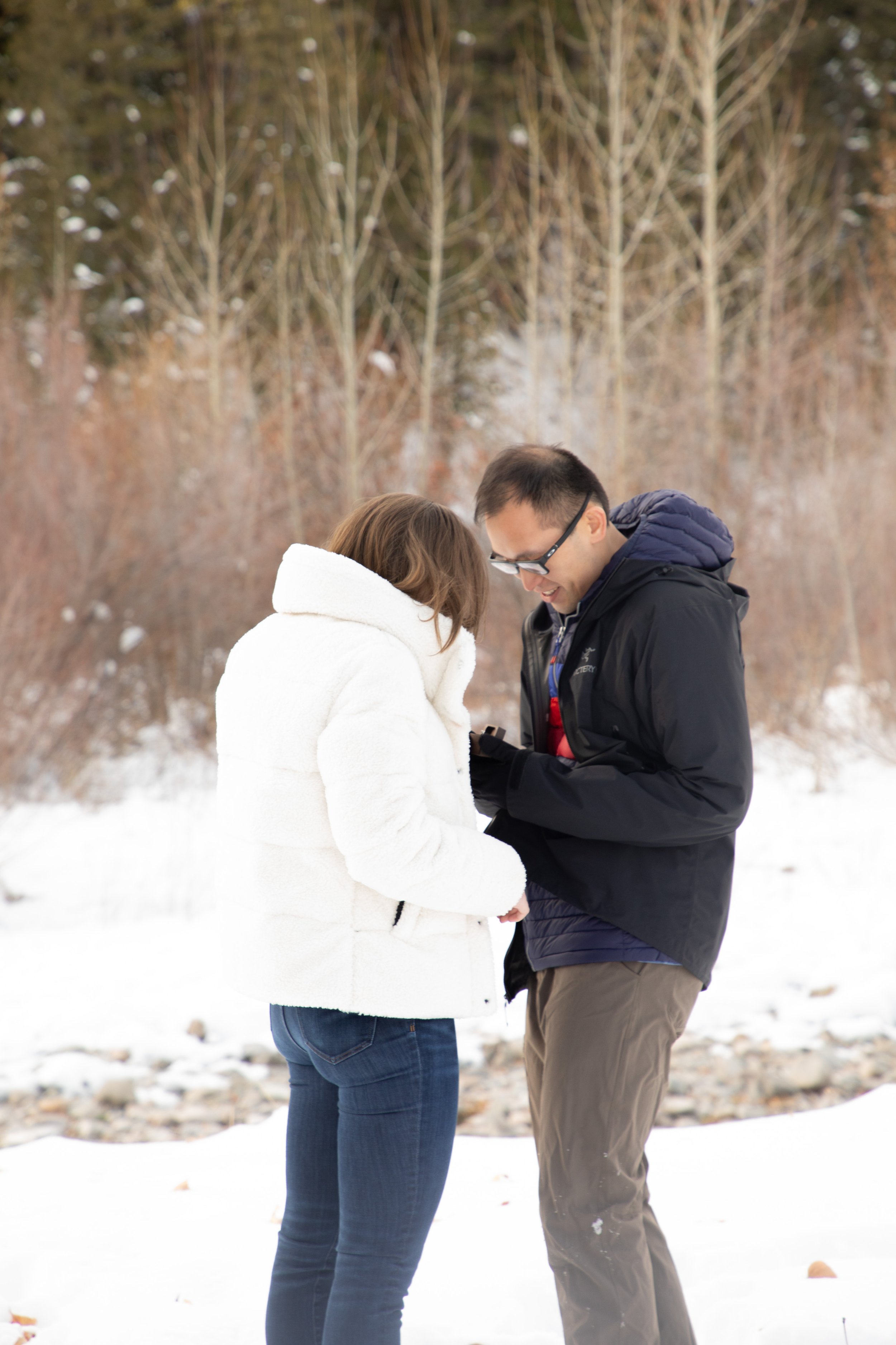 Nate and Hailey’s winter proposal in Ketchum, Idaho