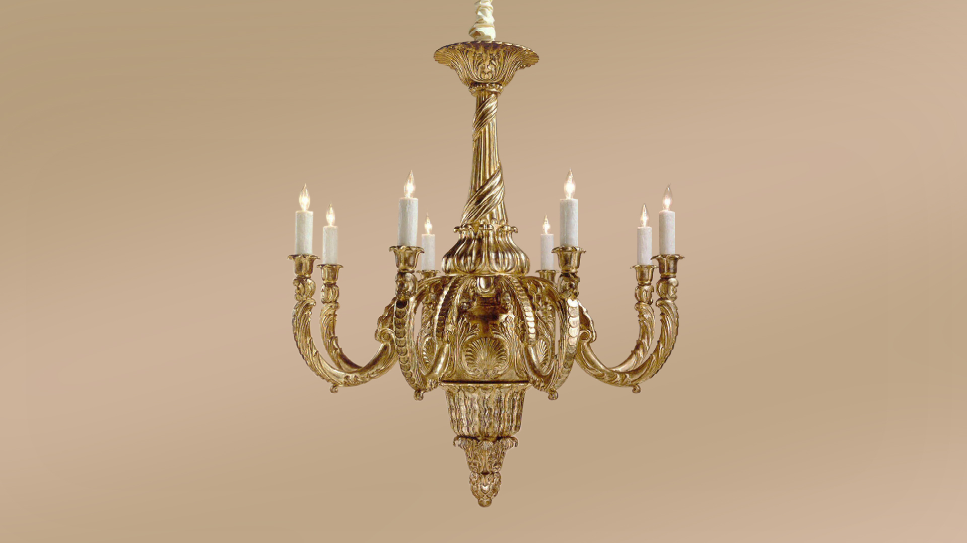 Chandelier in Gilt Wood