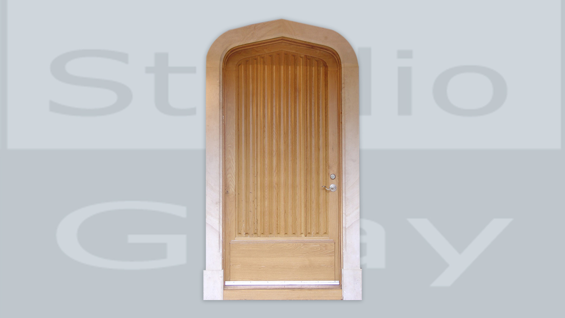 Door in White Oak and Beaumaniere Limestone Casing