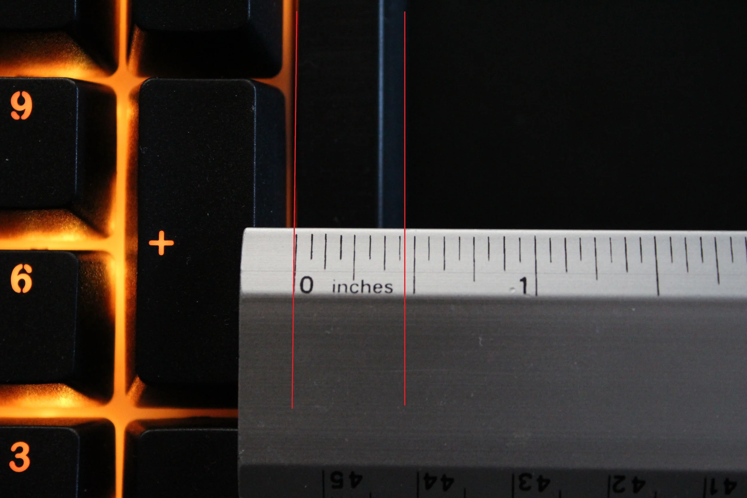 Keyboard bezel width: .45" (1.15cm)