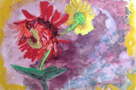 Dahlia 2, 2" x 7", Mixed Media