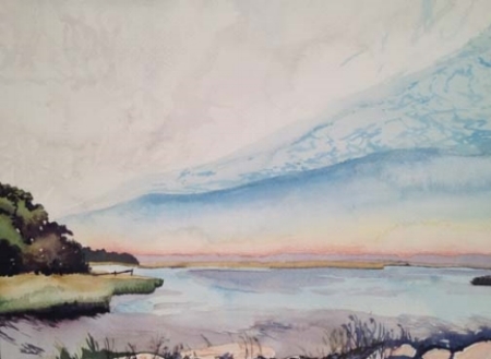 Stony Brook Harbor #2, 8.5" x 11", Watercolor (SOLD)