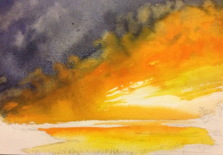 Fire in the Sky, 6 1/2" x 9 1/2", Watercolor
