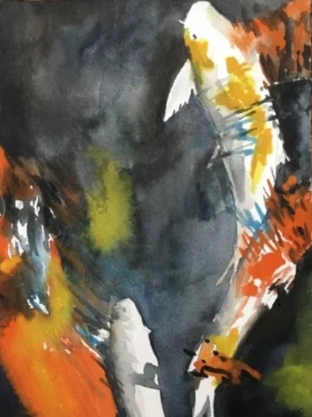 Koi 4, 12" x 9, Watercolor